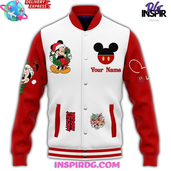 Mickey Mouse Merry Christmas Custom Baseball Jacket