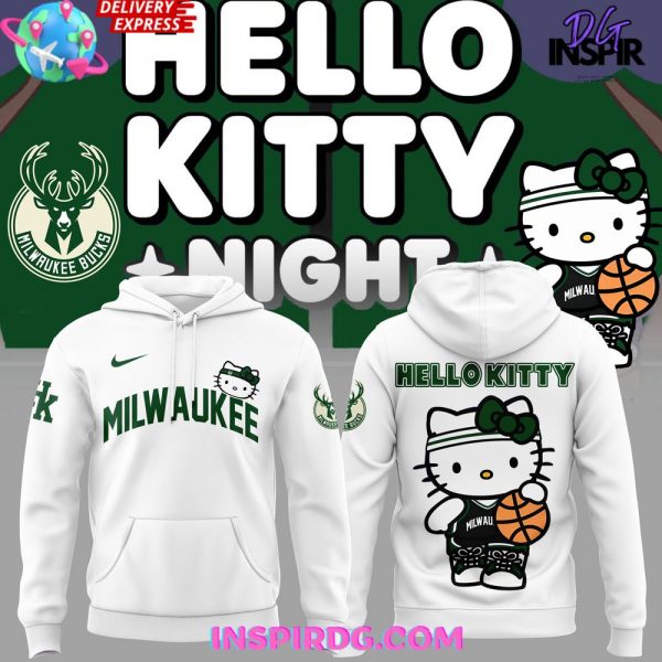 Milwaukee Bucks x Hello Kitty Night Limited White Hoodie