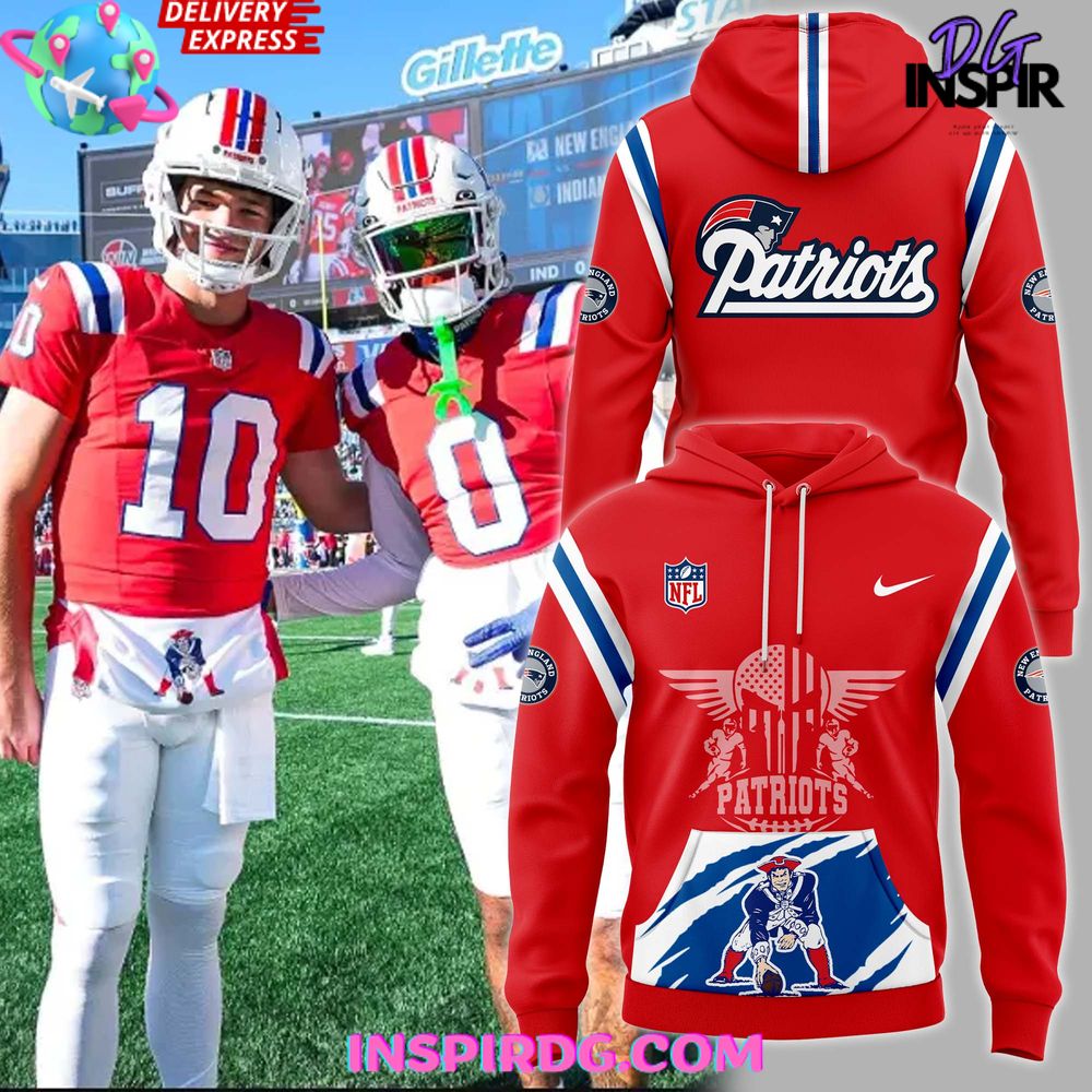 New England Patriots Throwback Red Nike Hoodie InspirDG