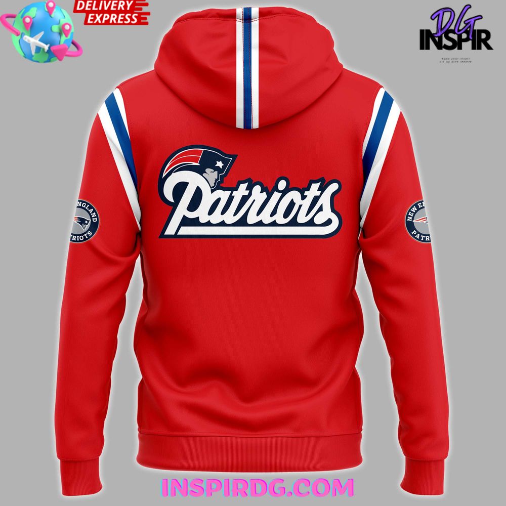 New England Patriots Throwback Red Nike Hoodie InspirDG