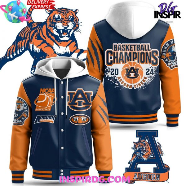 Auburn Tigers 2024 Basketball Champions Hooded Varsity Jacket