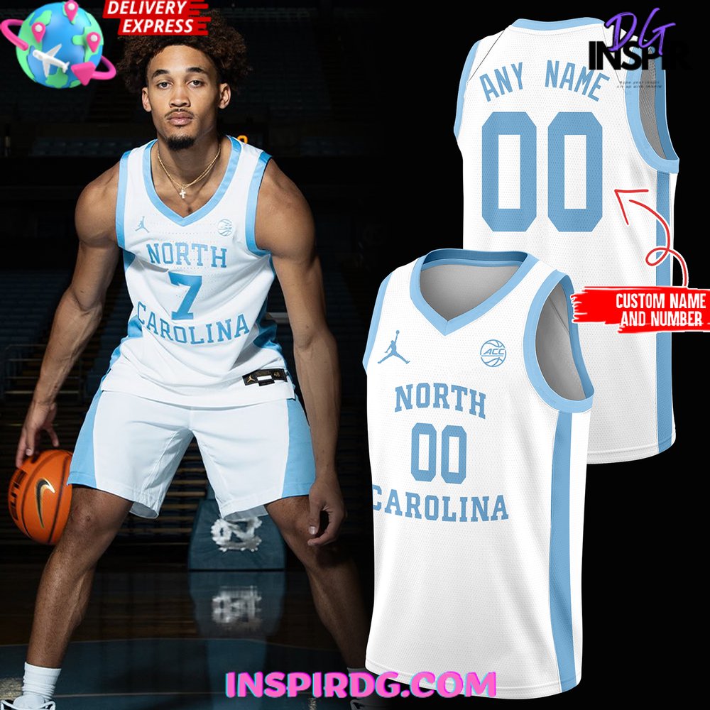 North Carolina Tar Heels WhiteOut Jordan Era Throwbacks Basketball Jersey InspirDG