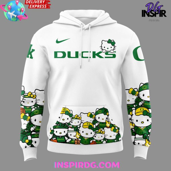 Oregon Ducks x Hello Kitty Night Special White Hoodie