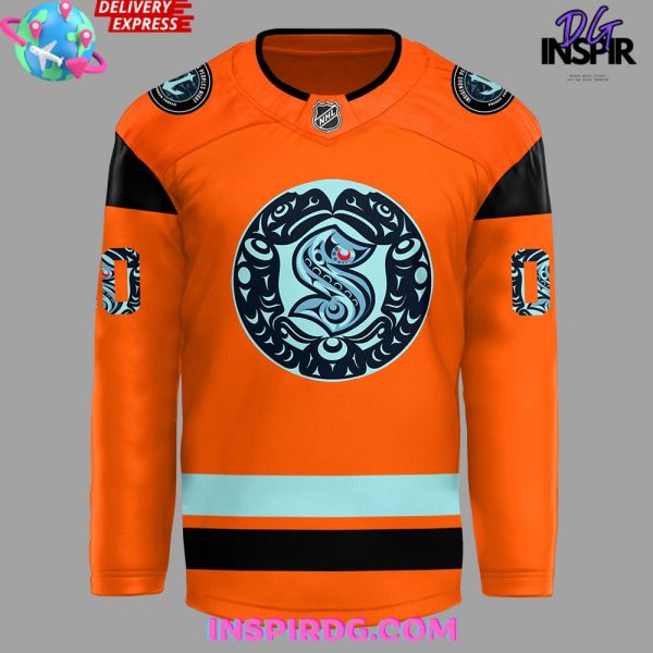 Seattle Kraken Indigenous Peoples Night 2024-25 Custom Orange Hockey Jersey