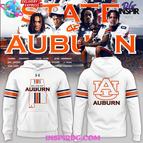 State of Auburn Tigers Football White Hoodie