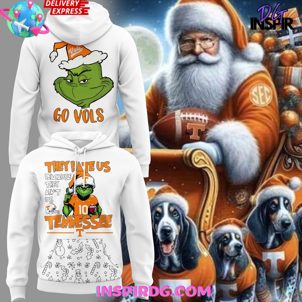 New Tennessee Volunteers Grinch Merry Christmas 2024 White Hoodie