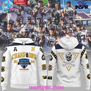 Navy Midshipmen Armed Forces Bowl Champions 2024 White Hoodie