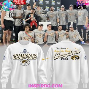 Missouri Tigers TransPerfect Music City Bowl Champions 2024 White Sweatshirt