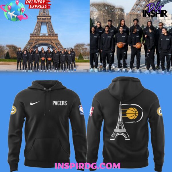 Indiana Pacers In Paris Eiffel Tower Black NBA Hoodie