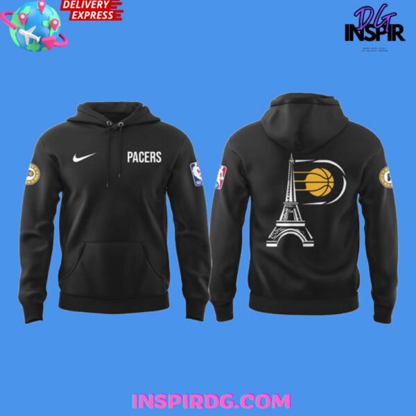 Indiana Pacers In Paris Eiffel Tower Black NBA Hoodie