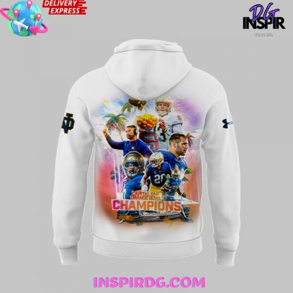 Notre Dame Fighting Irish Orange Bowl Champions 2025 White Hoodie