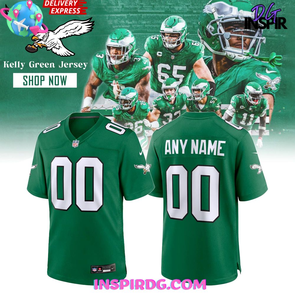 Philadelphia Eagles 2025 Kelly Green Week Football Jersey Philadelphia Eagles 2025 Kelly Green Week Football Jersey