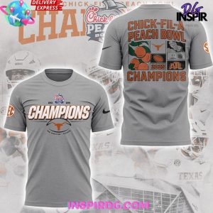 Texas Longhorns Chick-fil-A Peach Bowl 2025 Gray T-Shirt