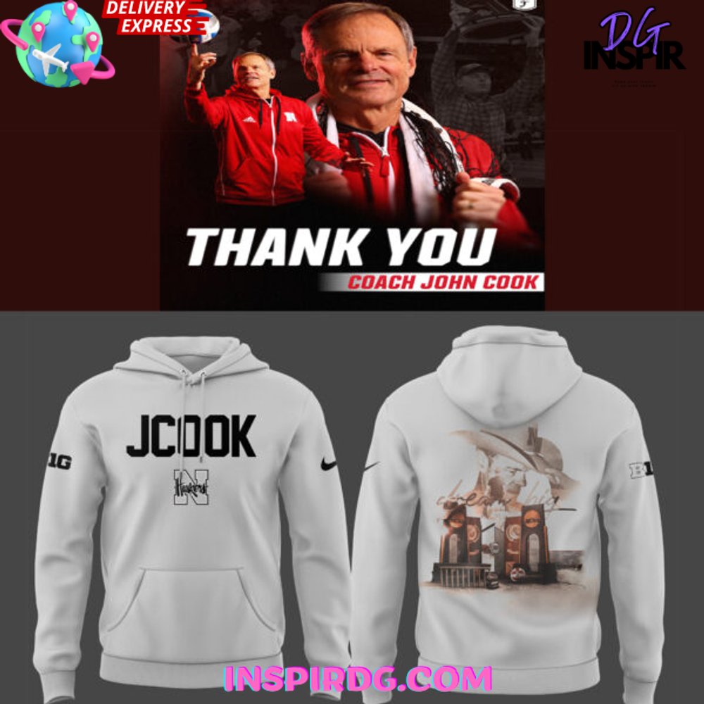 New Coach John Cook Nebraska Volleyball 2025 Grey Hoodie