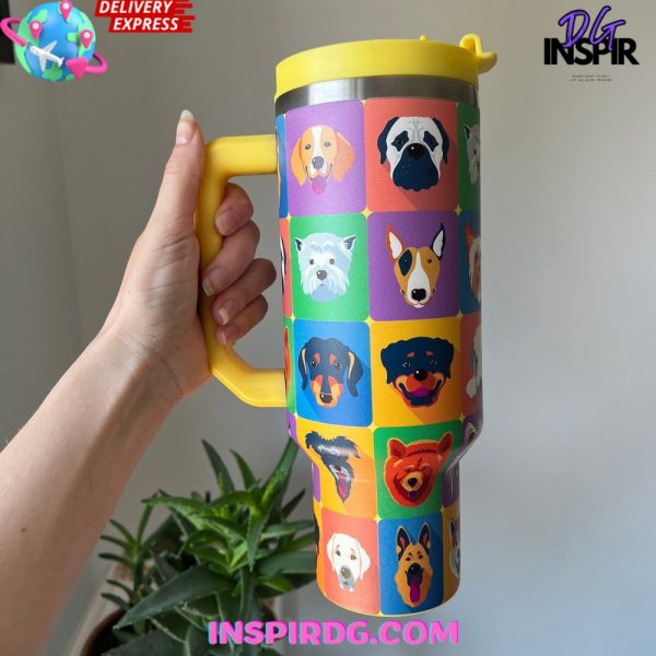 Colorful Dog Custom Stanley Quencher 40oz Stainless Steel Tumbler
