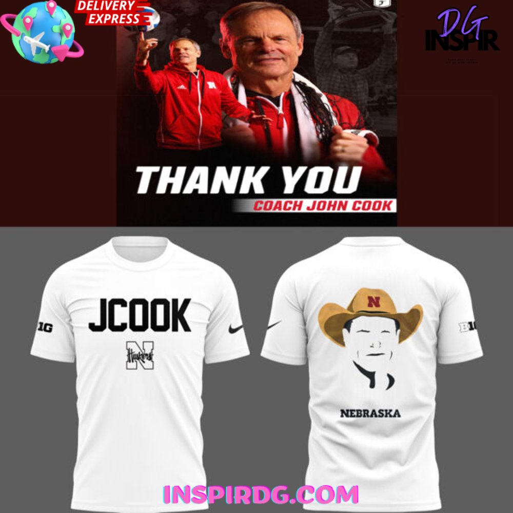 Coach John Cook Nebraska Volleyball 2025 White T-Shirt Coach John Cook Nebraska Volleyball 2025 White T-Shirt
