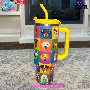 Colorful Dog Custom Stanley Quencher 40oz Stainless Steel Tumbler