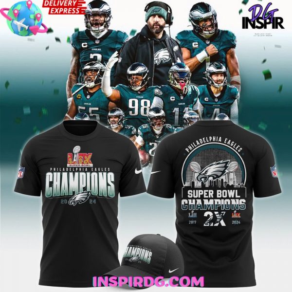 Men’s Nike Philadelphia Eagles Super Bowl LIX Champions Black T-Shirt