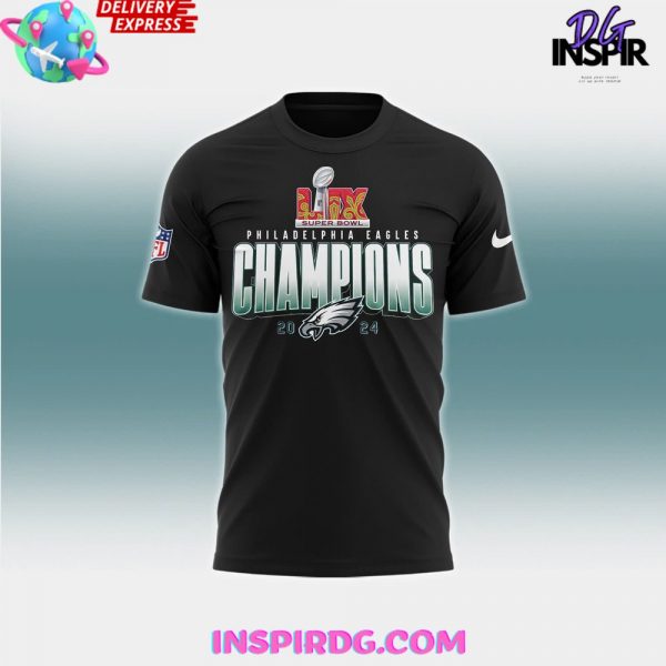 Men’s Nike Philadelphia Eagles Super Bowl LIX Champions Black T-Shirt