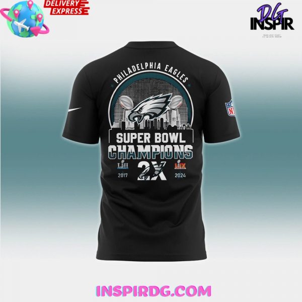 Men’s Nike Philadelphia Eagles Super Bowl LIX Champions Black T-Shirt