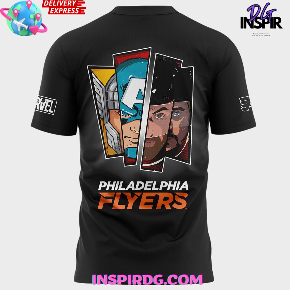 Philadelphia Flyers Marvel Super Hero Game 2025 T-Shirt Philadelphia Flyers Marvel Super Hero Game 2025 T-Shirt