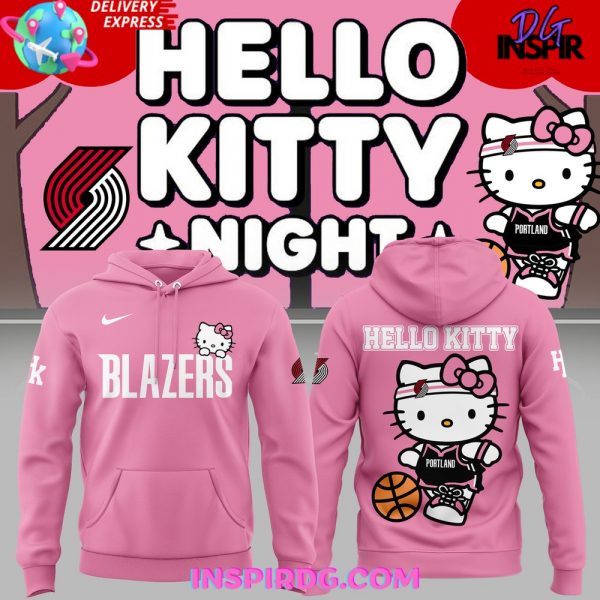 Portland Trail Blazers Hello Kitty 2025 Pink Hoodie
