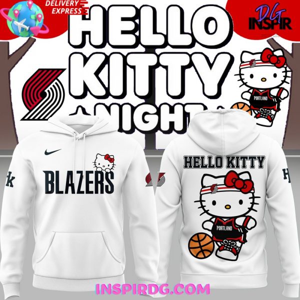 Portland Trail Blazers Hello Kitty 2025 White Hoodie