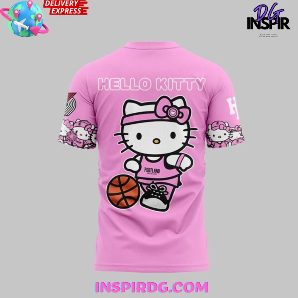 Portland Trail Blazers x Hello Kitty 2025 Pink T-Shirt Portland Trail Blazers x Hello Kitty 2025 Pink T-Shirt