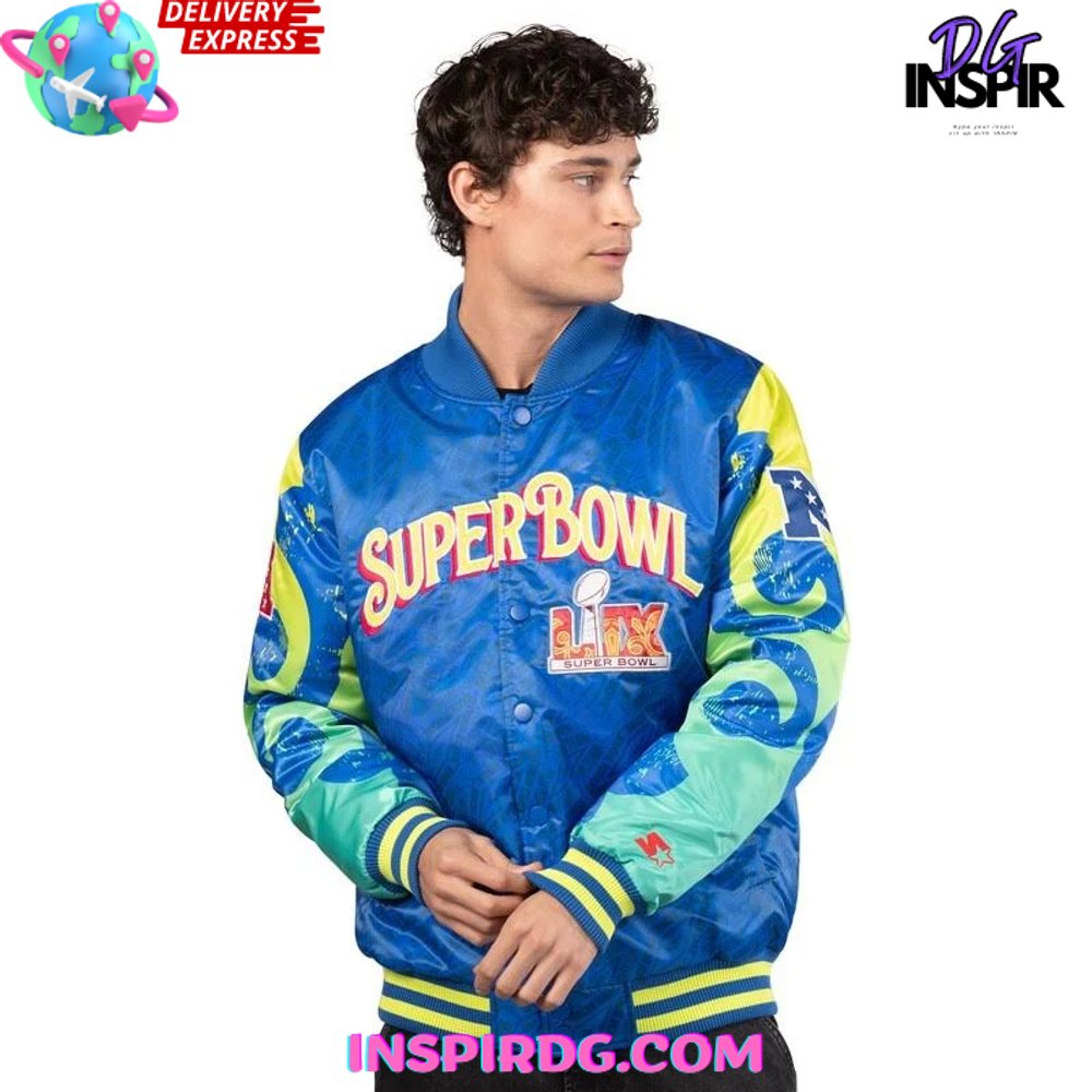 Starter Royal Super Bowl LIX The Big Easy Satin Jacket Starter Royal Super Bowl LIX The Big Easy Satin Jacket