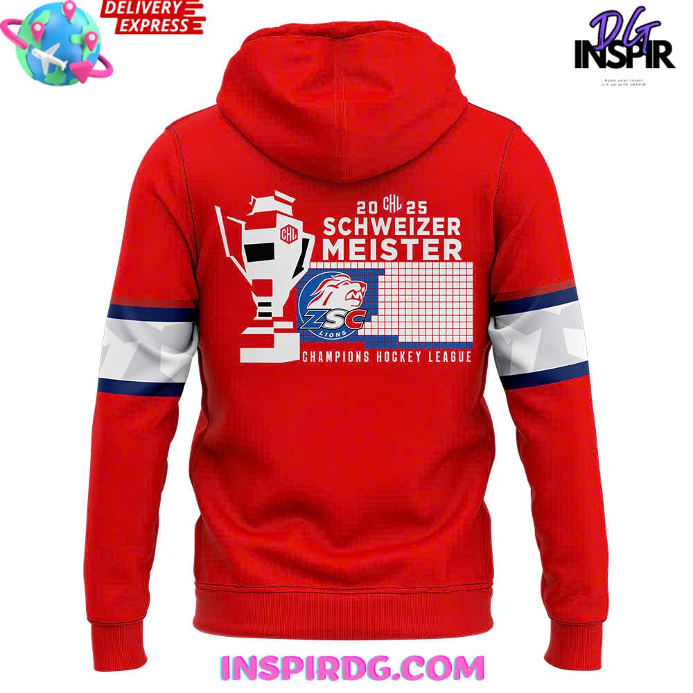 ZSC Lions Schweizer Meister 2025 CHL Champions Hoodie ZSC Lions Schweizer Meister 2025 CHL Champions Hoodie