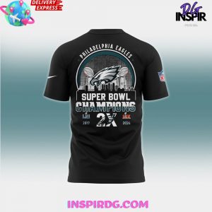 Mens Nike Philadelphia Eagles Super Bowl LIX Champions Black TShirt