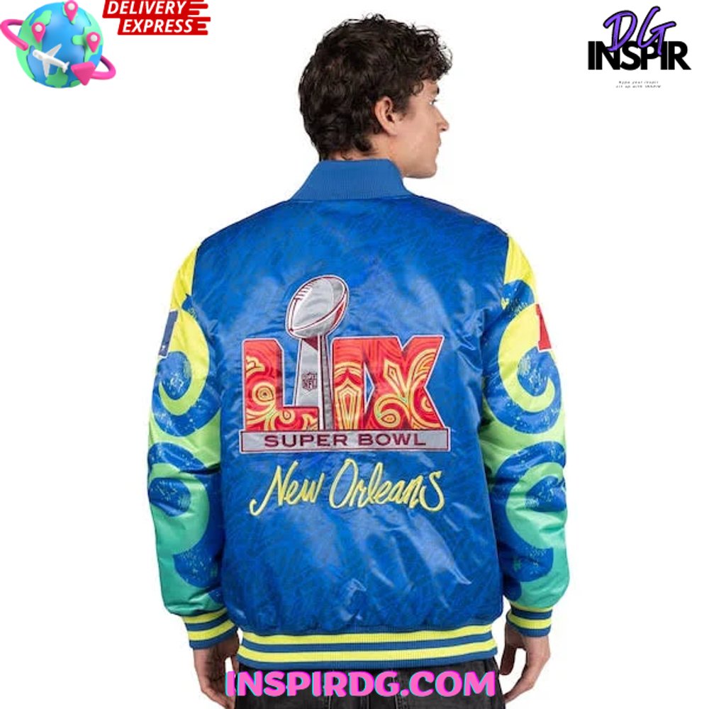 Starter Royal Super Bowl LIX The Big Easy Satin Jacket Starter Royal Super Bowl LIX The Big Easy Satin Jacket