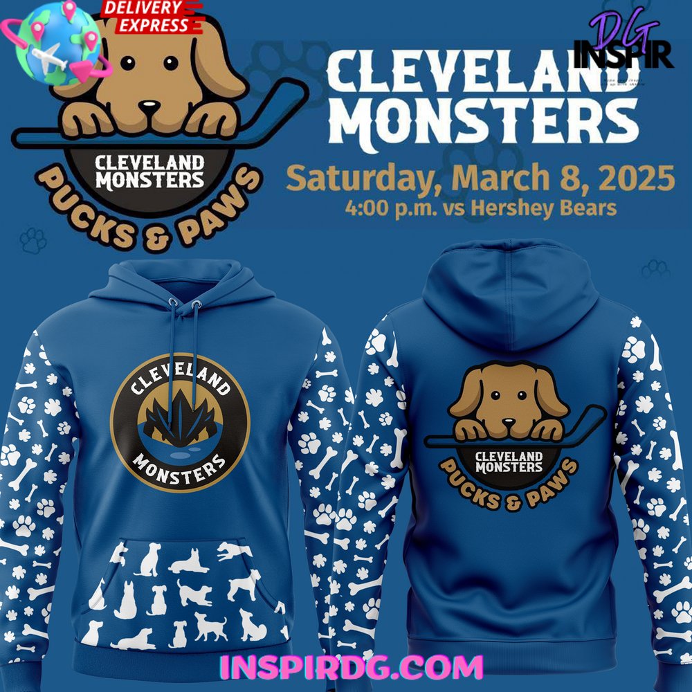 New Cleveland Monsters Pucks & Paws 2025 Hoodie