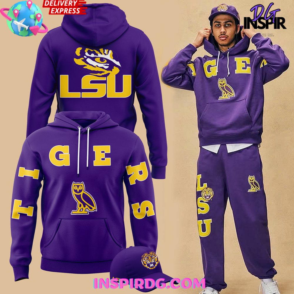 LSU Tigers x OVO 2025 Purple Hoodie LSU Tigers x OVO 2025 Purple Hoodie