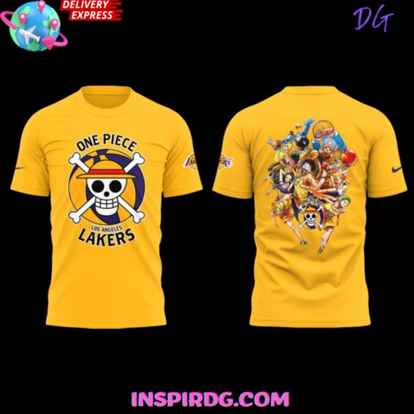 Los Angeles Lakers x One Piece Night 2025 Gold T-Shirt
