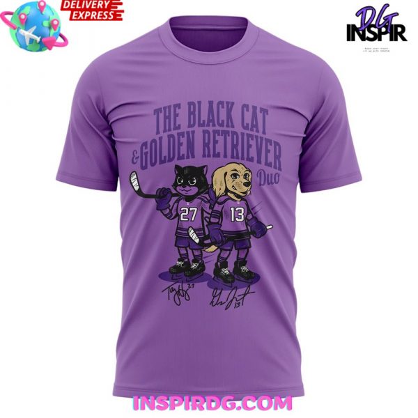Minnesota Frost Black Cat and Golden Retriever Duo T-Shirt
