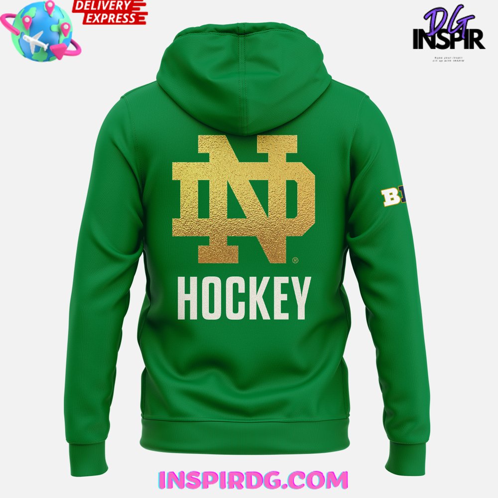 Notre Dame Fighting Irish Ice Hockey 2025 Green Hoodie Notre Dame Fighting Irish Ice Hockey 2025 Green Hoodie