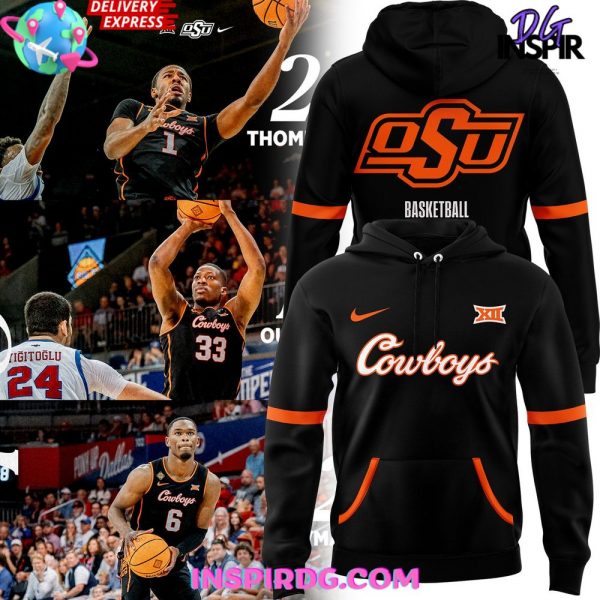 OSU Cowboys Basketball 2025 Black Hoodie