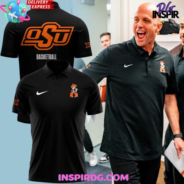 OSU Cowboy Basketball 2025 Black Polo Shirt