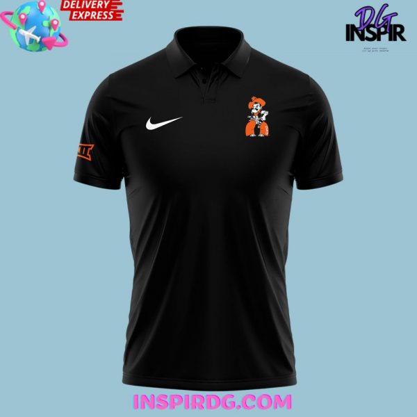 OSU Cowboy Basketball 2025 Black Polo Shirt