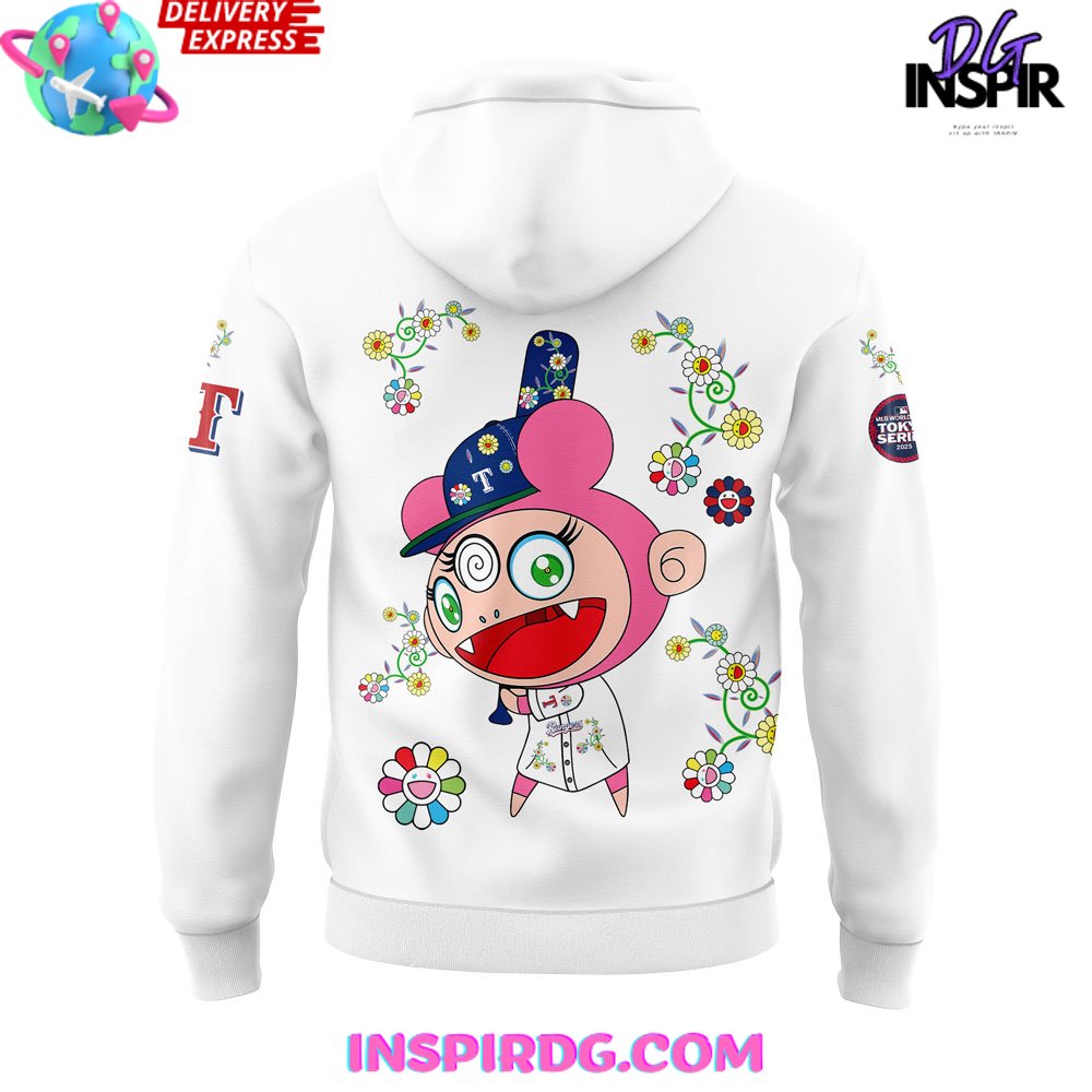 Texas Rangers Takashi Murakami x MLB World Tour Tokyo Series 2025 White Hoodie Texas Rangers Takashi Murakami x MLB World Tour Tokyo Series 2025 White Hoodie