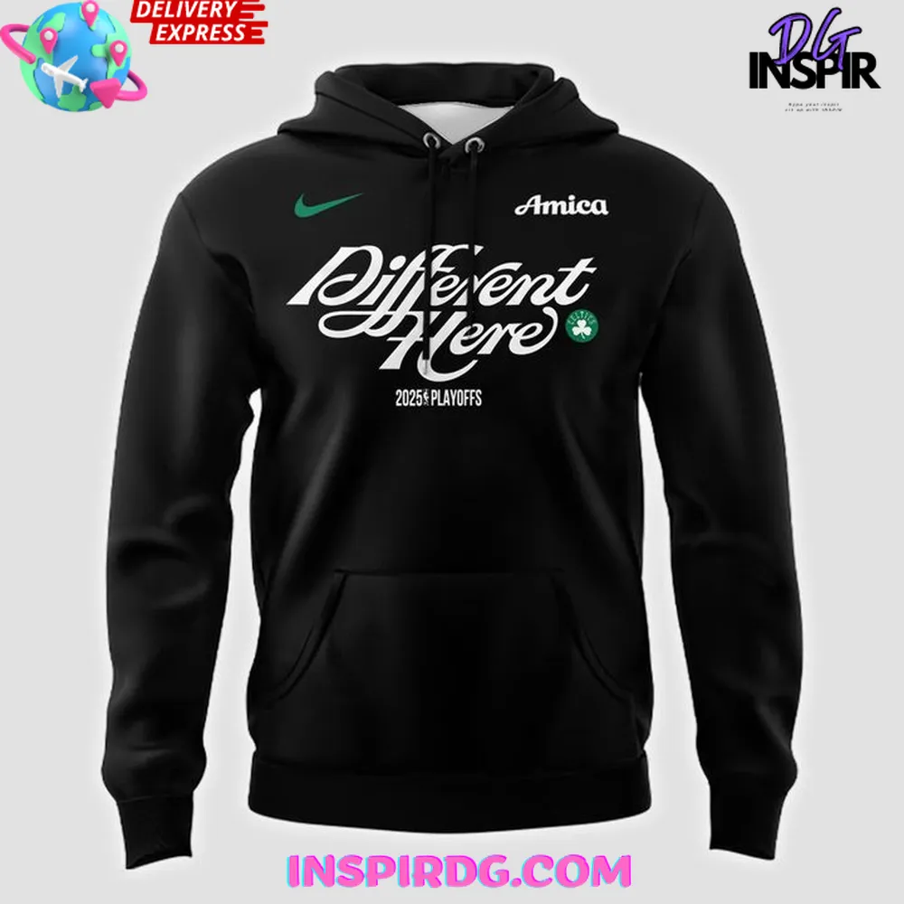 Boston Celtics Different Here 2025 Playoffs Black Hoodie Boston Celtics Different Here 2025 Playoffs Black Hoodie