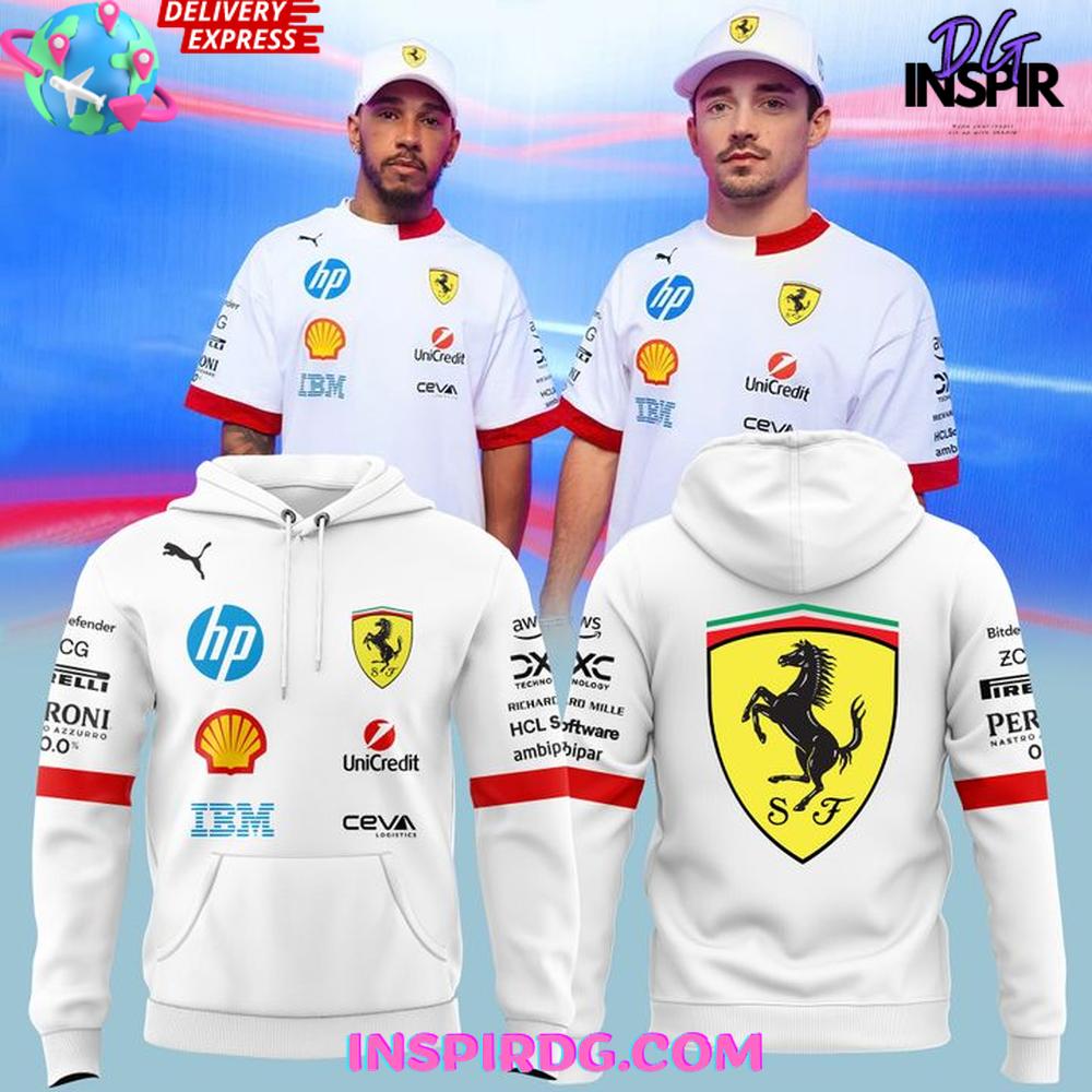 PUMA Scuderia Ferrari F1 2025 Driver's White Hoodie PUMA Scuderia Ferrari F1 2025 Driver's White Hoodie