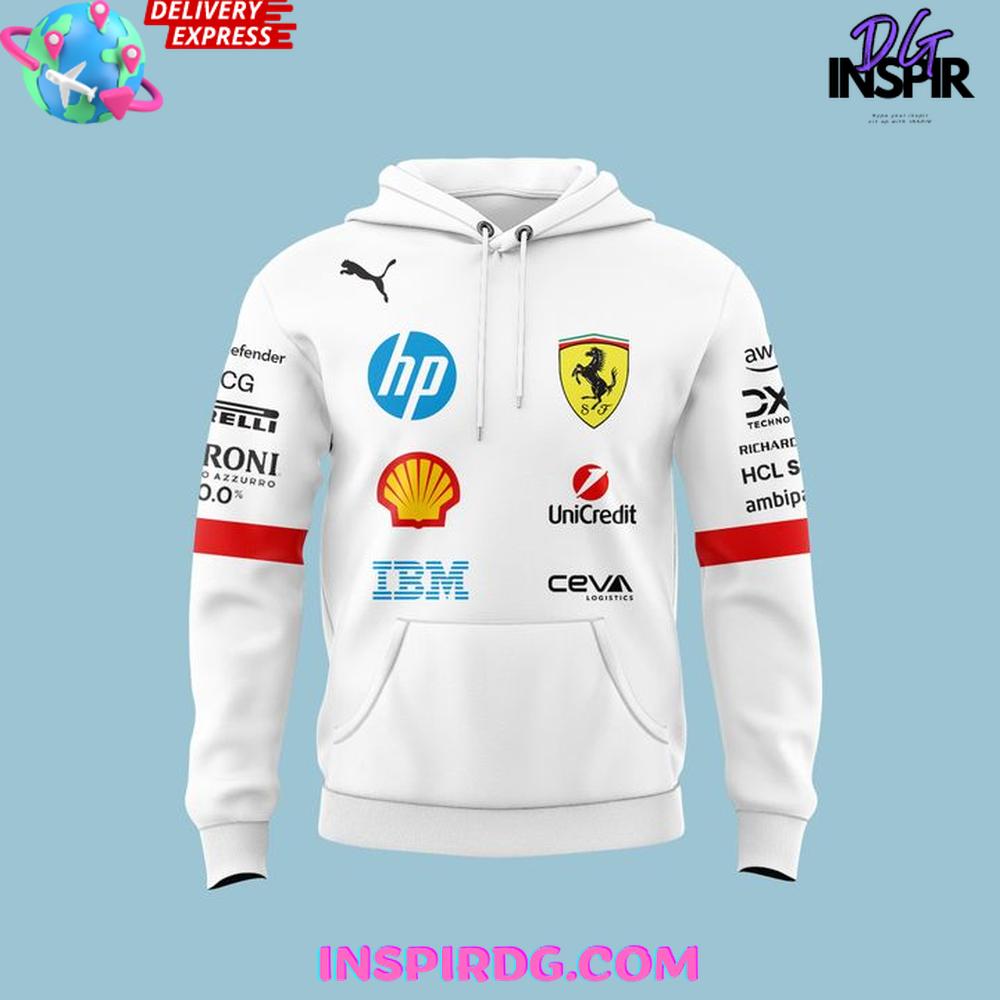 PUMA Scuderia Ferrari F1 2025 Driver's White Hoodie PUMA Scuderia Ferrari F1 2025 Driver's White Hoodie