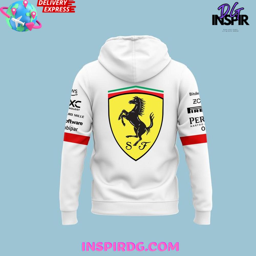 PUMA Scuderia Ferrari F1 2025 Driver's White Hoodie PUMA Scuderia Ferrari F1 2025 Driver's White Hoodie