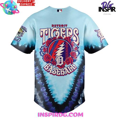 Detroit Tigers Grateful Dead 60th Anniversary Special Baseball Jersey Detroit Tigers Grateful Dead 60th Anniversary Special Baseball Jersey