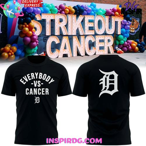 Detroit Tigers Strike Out Cancer Special Black T-shirt Detroit Tigers Strike Out Cancer Special Black T-shirt