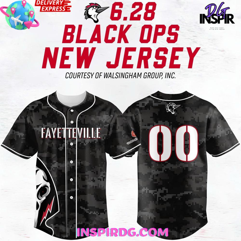 Fayetteville Woodpeckers Black Ops Night 2025 Baseball Jersey Fayetteville Woodpeckers Black Ops Night 2025 Baseball Jersey