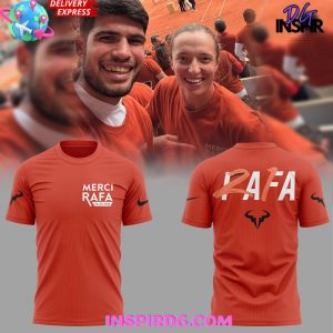 Offical Rafael Nadal Roland Garros Merci Rafa 2025 Orange T-Shirt