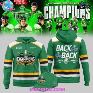 London Knights OHL Back-to-Back Champions 2024 – 2025 Green Hoodie